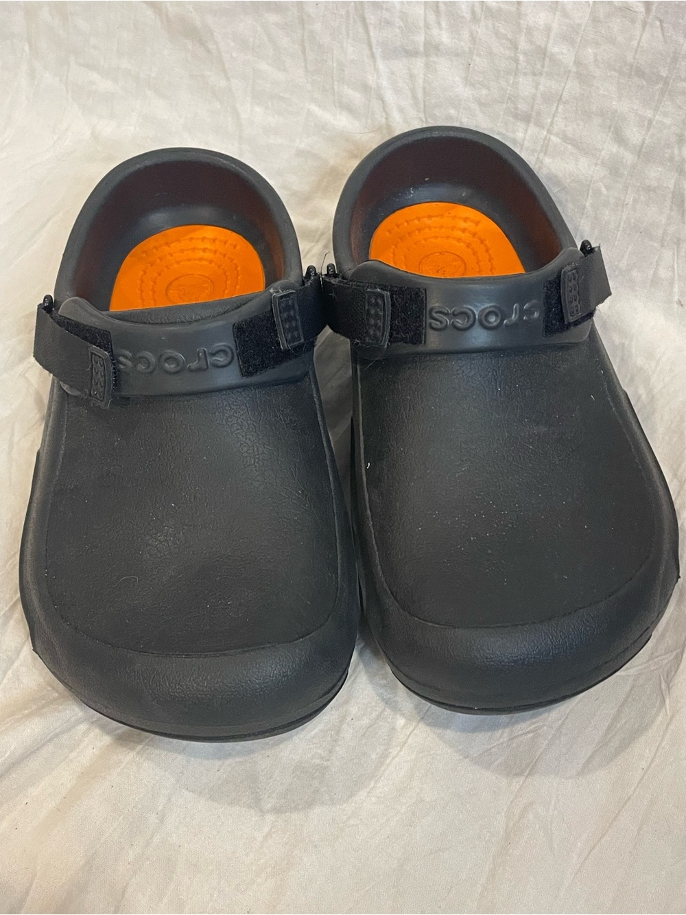 Crocs Bistro Pro Literide Clogs Black Orange Slip Resistant Men 6 Women 8